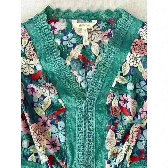Matilda Jane Sz XS Kookaburra Floral Blouse Green Feminine Pretty Cottagecore - Picture 6 of 16